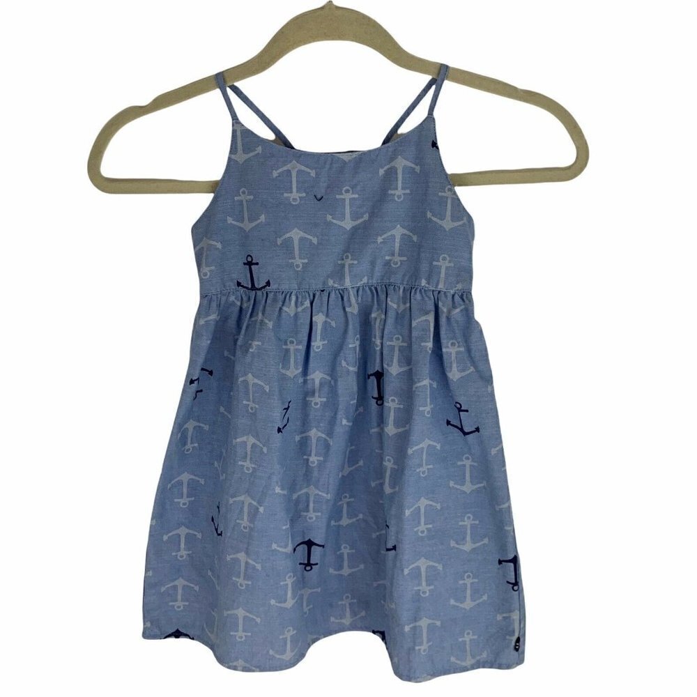 Nautica Girl's Size 5 Sun Dress Anker Print Nautical Cotton Blend